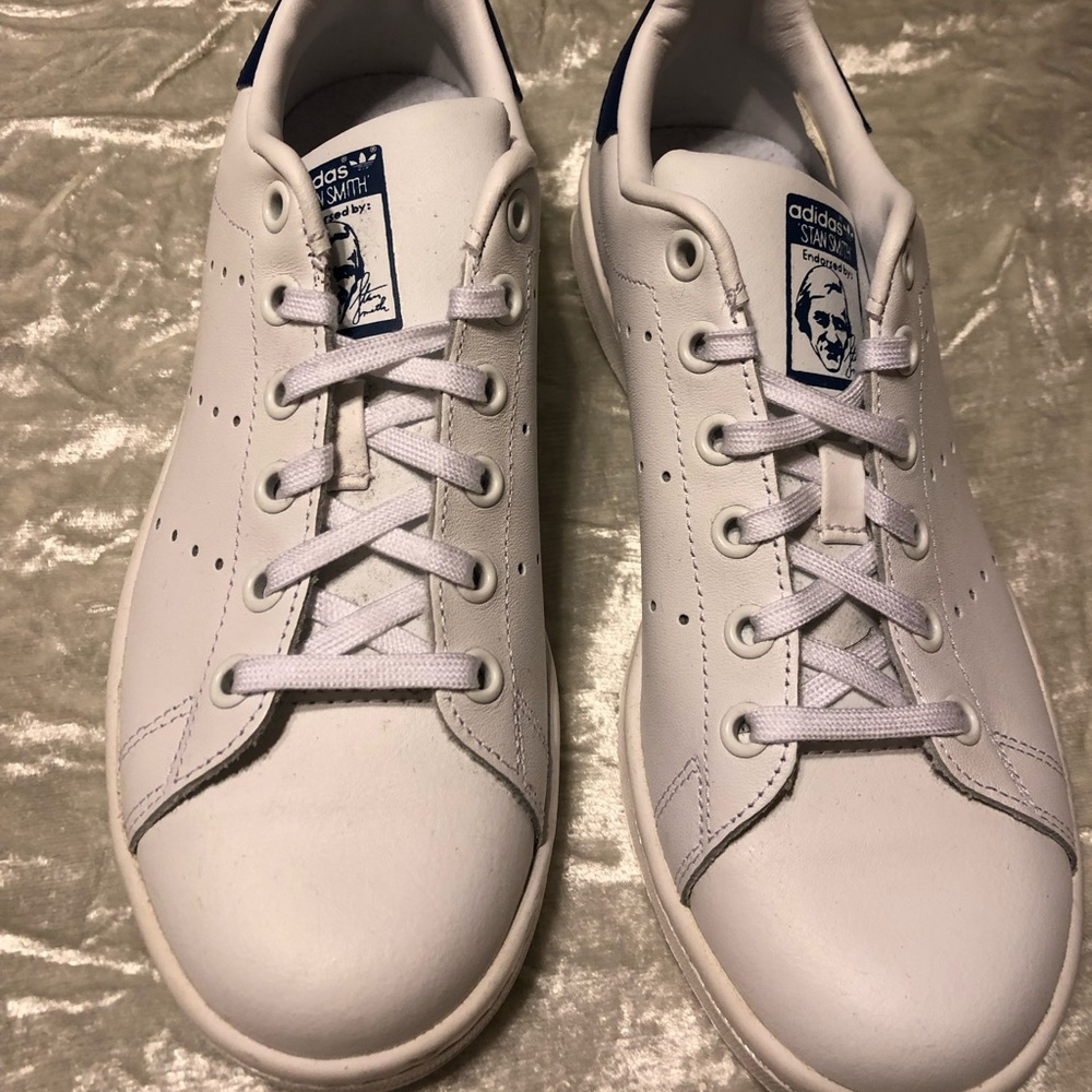 White and Blue Adidas Stan Smith